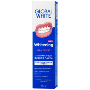 Купить: Global White Whitening Max Shine 100 мл паста зубная отбеливающая максимальный блеск