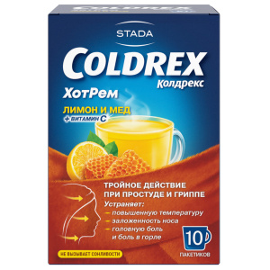 Купить: Колдрекс Хотрем 10 шт порошок для приготовления раствора для приема внутрь мед-лимон пакет
