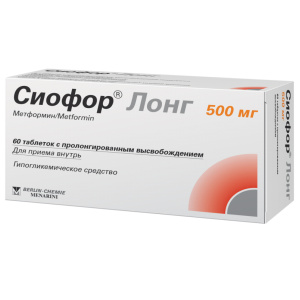 Купить: Сиофор Лонг 500 мг 60 шт таблетки с пролонгированным высвобождением