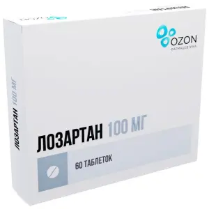 Купить Лозартан 100 мг 60 шт таблетки покрытые пленочной оболочкой