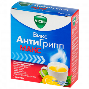 Купить: Викс Антигрипп Макс 5 г 5 шт порошок для приготовления раствора для приема внутрь лимон