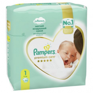 Купить: Pampers Premium Care 20 шт подгузники размер 1 (2-5 кг)