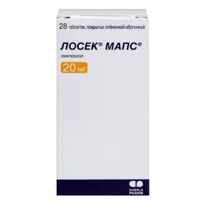 Купить Лосек МАПС 20 мг 28 шт таблетки покрытые пленочной оболочкой