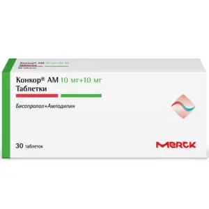 Купить Конкор АМ 10 мг + 10 мг 30 шт таблетки