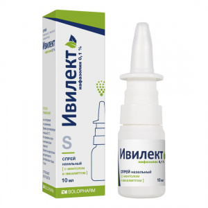 Купить: Ивилект 0,1 % 10 мл спрей назальный с ментолом и эвкалиптом флакон