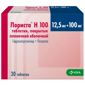 Купить: Лориста Н 12,5 мг + 100 мг 30 шт таблетки покрытые пленочной оболочкой