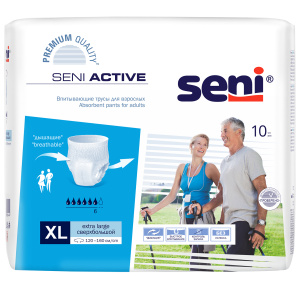 Купить: Seni Active 10 шт подгузники-трусы размер XL 6 капель