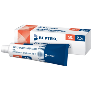 Купить: Кетопрофен-Вертекс 2,5% 50 г гель для наружного применения