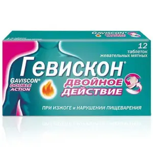 Купить Гевискон Двойное Действие 12 шт таблетки жевательные мятные