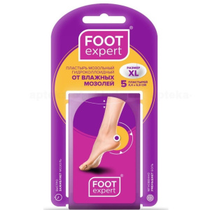 Купить: Foot Expert 4,4 см x 6,9 см 5 шт пластырь мозольный гидроколлоидный от влажных мозолей