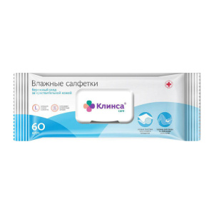 Купить: Клинса 60 шт салфетки влажные по уходу за лежачими больными с клапаном