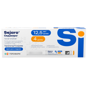 Купить: Седжаро 12,5 мг/доз 2,4 мл 1 шт раствор для подкожного введения шприц-ручка + 4 шт иглы