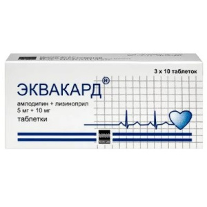 Купить: Эквакард 5 мг + 10 мг 30 шт таблетки