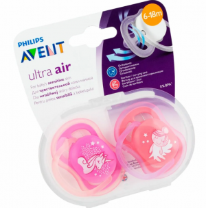 Купить: AVENT пустышка силиконовая ультра эйр №2 6-18 мес д/девочек