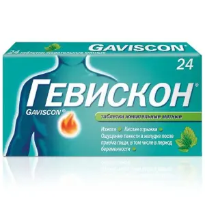 Купить Гевискон 250 мг 24 шт таблетки жевательные мята