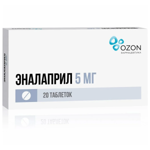 Купить: Эналаприл 5 мг 20 шт таблетки
