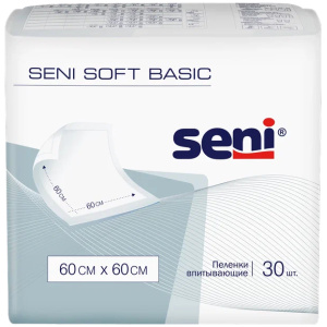 Купить: Seni Soft Basic пелёнки 30 шт 60 см × 60 см  2 капли