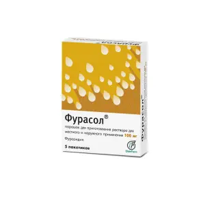 Купить Фурасол 100 мг 5 шт порошок для приготовления раствора для наружного применения и местного