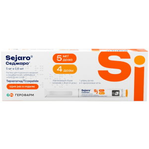 Купить: Седжаро 5 мг/доза 2,4 мл 1 шт раствор для подкожного введения шприц-ручка + иглы одноразовые 4 шт