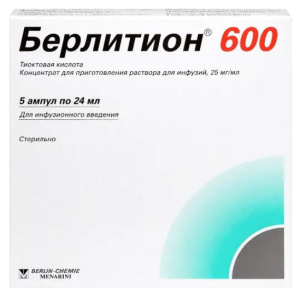 Купить: Берлитион 600 25 мг/мл 24 мл 5 шт концентрат для приготовления раствора для инфузий