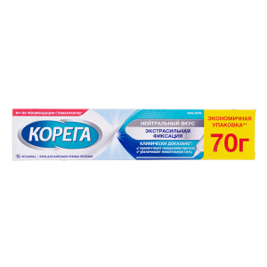 Купить: Корега 70 г крем для фиксации зубных протезов экстрасильная фиксация вкус нейтральный