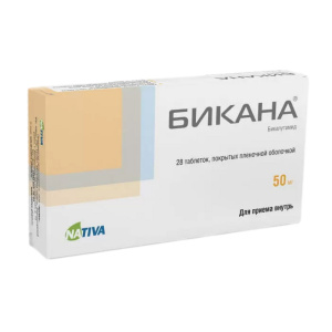 Купить: Бикана 50 мг 28 шт таблетки покрытые пленочной оболочкой