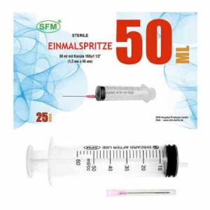 Купить: SFM 50 мл 25 шт шприц трехкомпонентный одноразовый стерильный с иглой 18G
