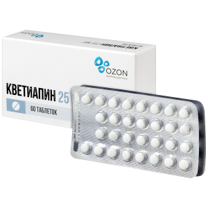 Купить: Кветиапин 25 мг 60 шт таблетки покрытые пленочной оболочкой