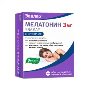 Купить Мелатонин Эвалар 3 мг 100 шт таблетки покрытые пленочной оболочкой