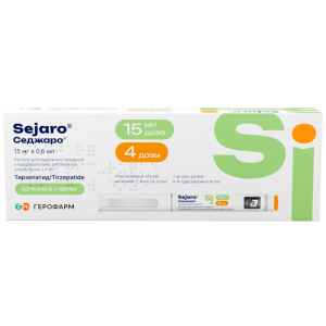 Купить: Седжаро 15 мг/доз 2,4 мл 1 шт раствор для подкожного введения шприц-ручка + 4 шт иглы