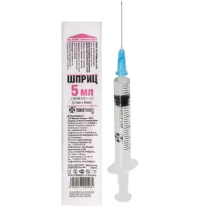 Купить: SF Medical Products 5 мл 100 шт шприц 3-х компонентный с иглой 22G (0,7 мм x 40 мм) стерильный однократного применения луер