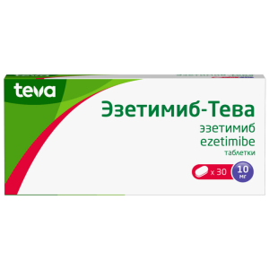 Купить: Эзетимиб-Тева 10 мг 30 шт таблетки