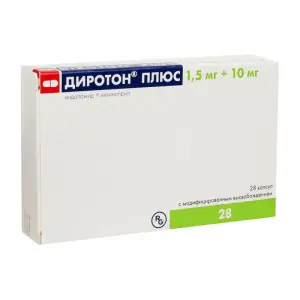 Купить Диротон Плюс 1,5 мг + 10 мг 28 шт капсулы с модифицированным высвобождением