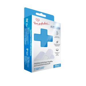 Купить: ДокаПласт 7,2 см х 1,9 см 10 шт пластырь антимикробный стерильный с мирамистином