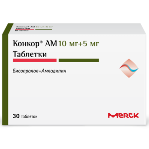 Купить: Конкор АМ 10 мг + 5 мг 30 шт таблетки
