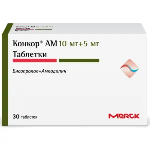 Купить Конкор АМ 10 мг + 5 мг 30 шт таблетки