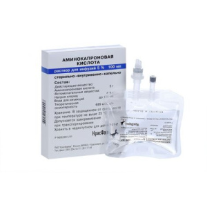 Купить: Аминокапроновая кислота 5% 100 мл раствор для инфузий