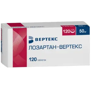 Купить Лозартан Вертекс 50 мг 120 шт таблетки покрытые пленочной оболочкой