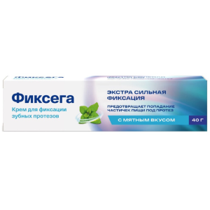 Купить: Фиксега 40 г крем для фиксации зубных протезов экстрасильная фиксация мятный вкус