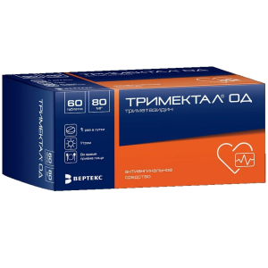Купить: Тримектал ОД 80 мг 60 шт таблетки покрытые оболочкой пролонгированного действия