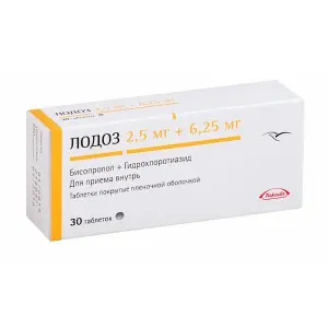 Купить Лодоз 2,5 мг + 6,25 мг 30 шт таблетки покрытые оболочкой
