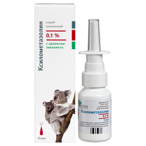 Купить: Ксилометазолин 0,1 % 15 мл спрей назальный с эвкалиптом