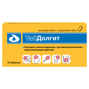 Купить: ТабДолгит 400 мг + 325 мг 10 шт таблетки покрытые пленочной оболочкой