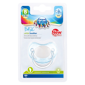 Купить: Canpol babies basic 1 шт соска-пустышка латексная анатомическая 6-18 мес цвет голубой