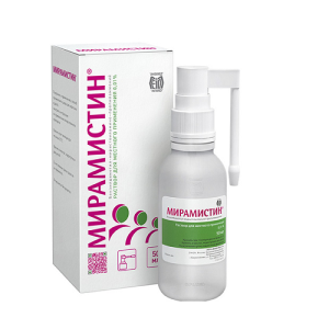 Купить: Мирамистин 0,01 % 50 мл раствор для местного применения в комплекте с насадкой-распылителем