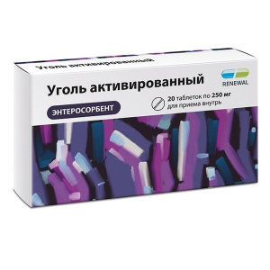 Купить: Уголь активированный Реневал 250 мг 20 шт таблетки