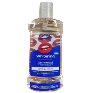 Купить Global White 300 мл ополаскиватель для зубов отбеливающий активный кислород вкус освежающих трав