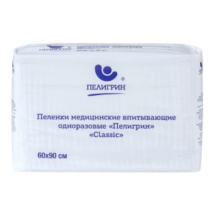 Купить: Пелигрин Классик 90 см x 60 см 10 шт пеленки впитывающие одноразовые