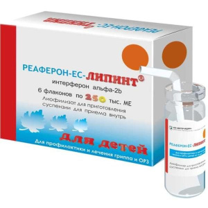 Купить: Реаферон-ЕС-Липинт 250 тыс ЕД 6 шт лиофилизат для приготовления суспензии для приема внутрь флаконы