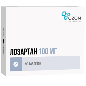 Купить: Лозартан 100 мг 90 шт таблетки покрытые пленочной оболочкой